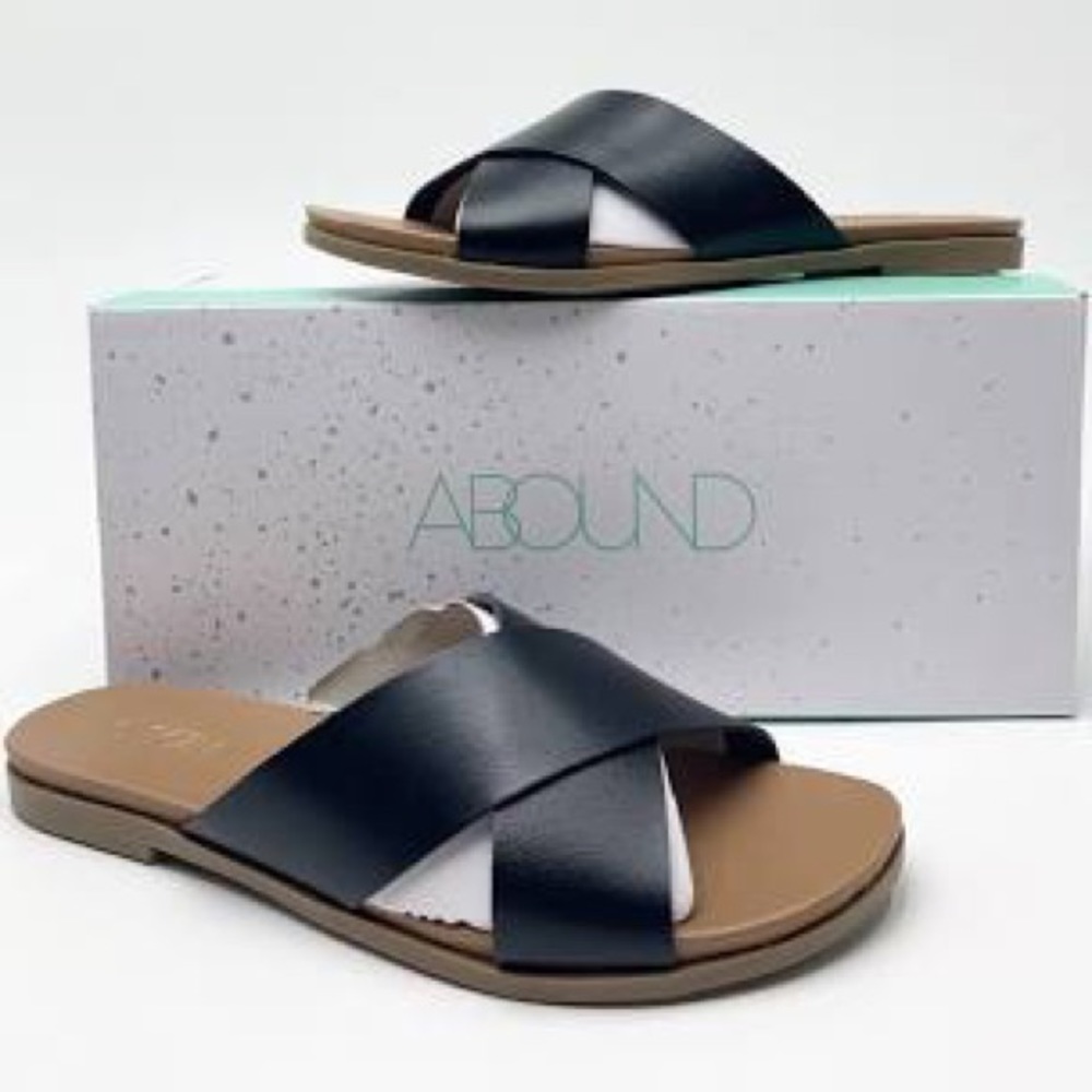 Abound Skylar Cross Band Sandal Slippers Black 7.5